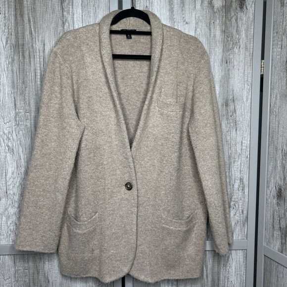 J Crew Cocoon Sweater Cardigan Tan Brown Single Button Size Medium - Picture 1 of 8